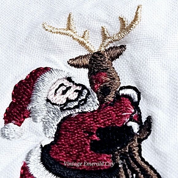 Christmas Stitched Hand Towel Friends Make The Best Presents Santa Rudolf Beaded - Picture 2 of 12